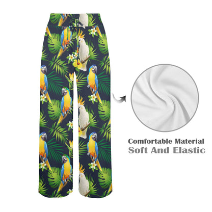 Parrot Pattern Print Design A03 Women's Wide Leg Lounge Pants