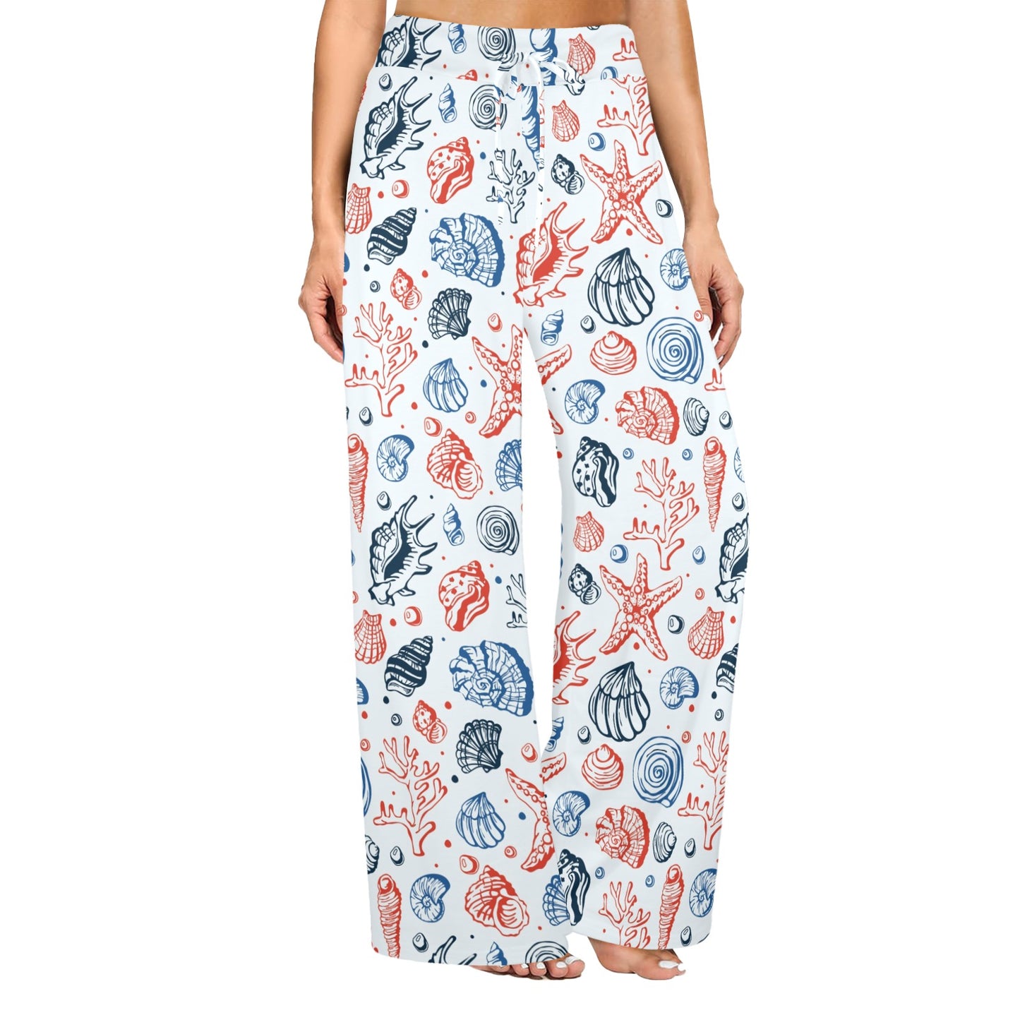 Seashell Print Design LKS307 Women's Wide Leg Lounge Pants