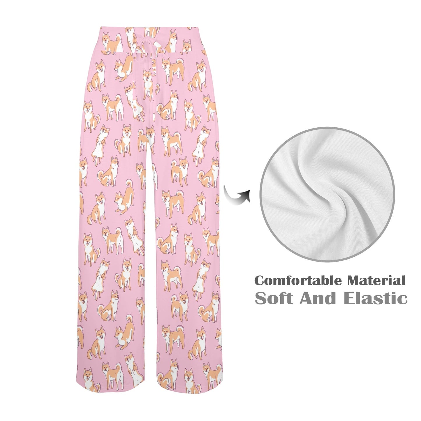 Shiba Inu Print Design LKS303 Women's Wide Leg Lounge Pants