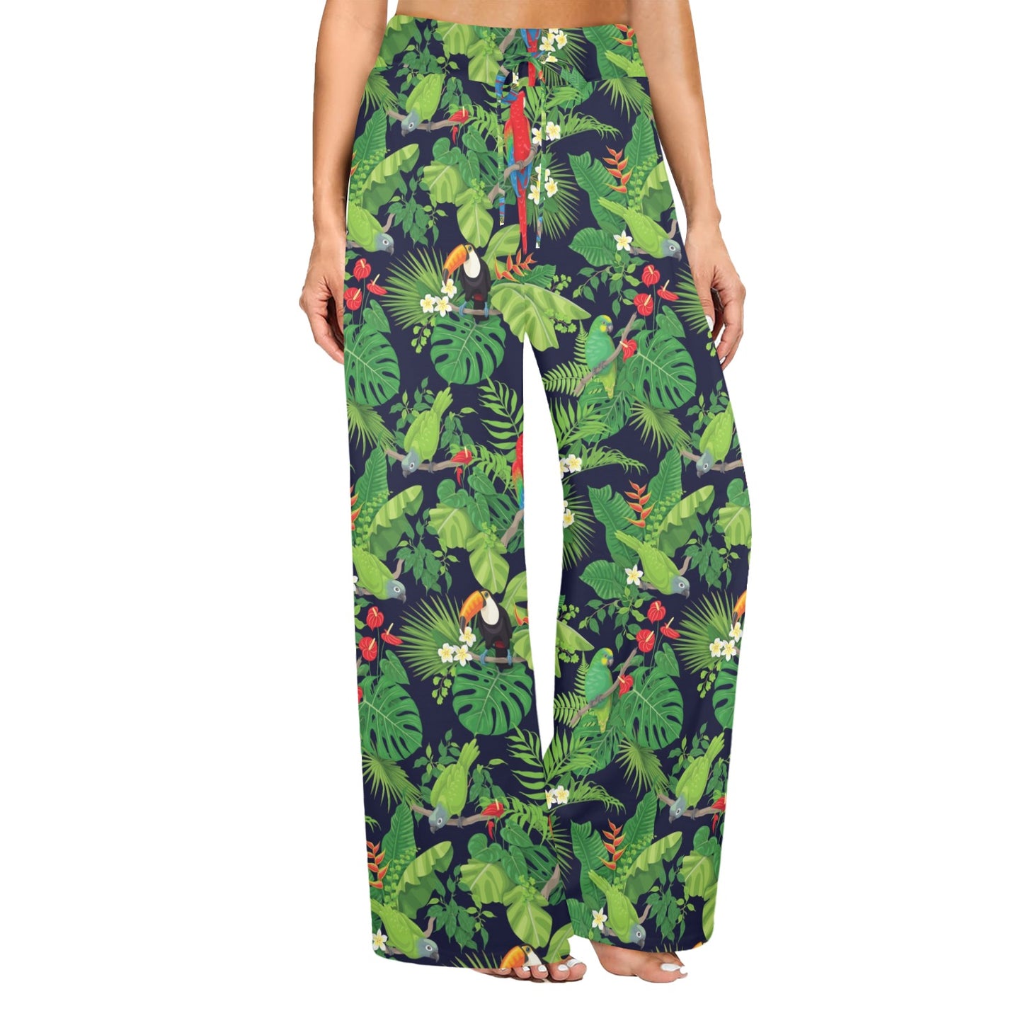Rainforest Parrot Pattern Print Design A03 Women's Wide Leg Lounge Pants