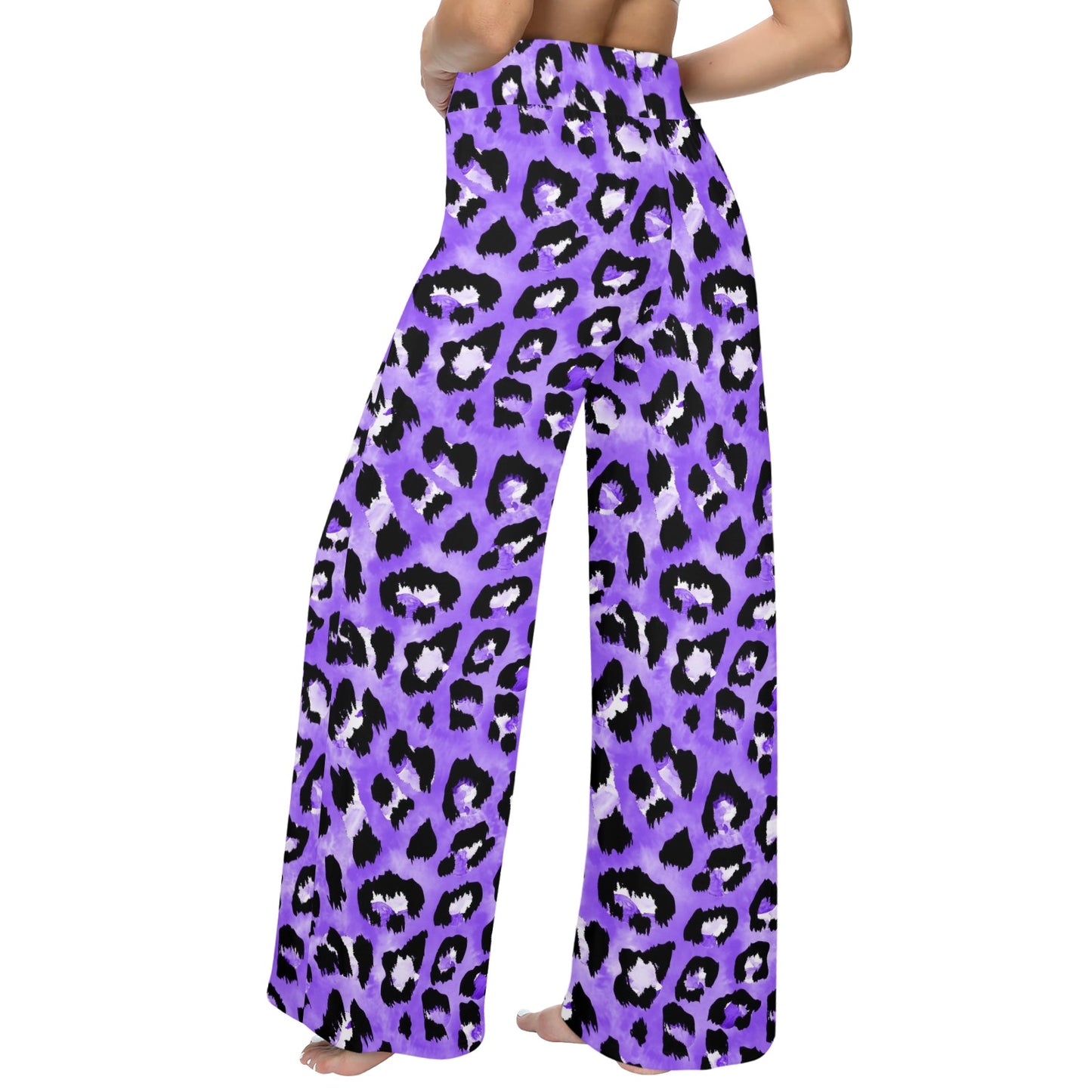 Leopard Purple Skin Print Women's Wide Leg Lounge Pants