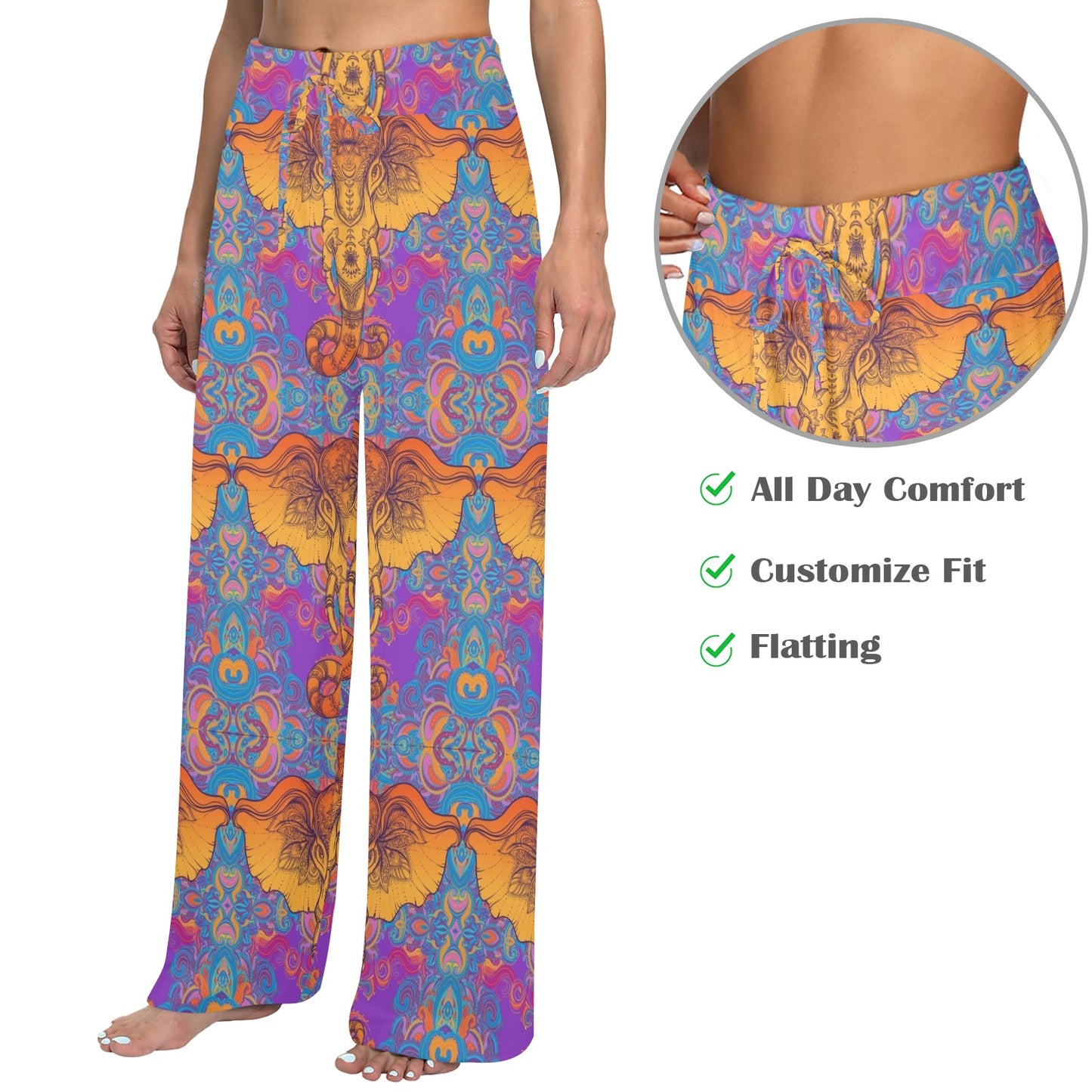Gold Elephant Indian Women's Wide Leg Lounge Pants