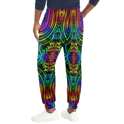 Neon Trible Rainbow Pattern Print Design A01 Men's Casual Track Pants