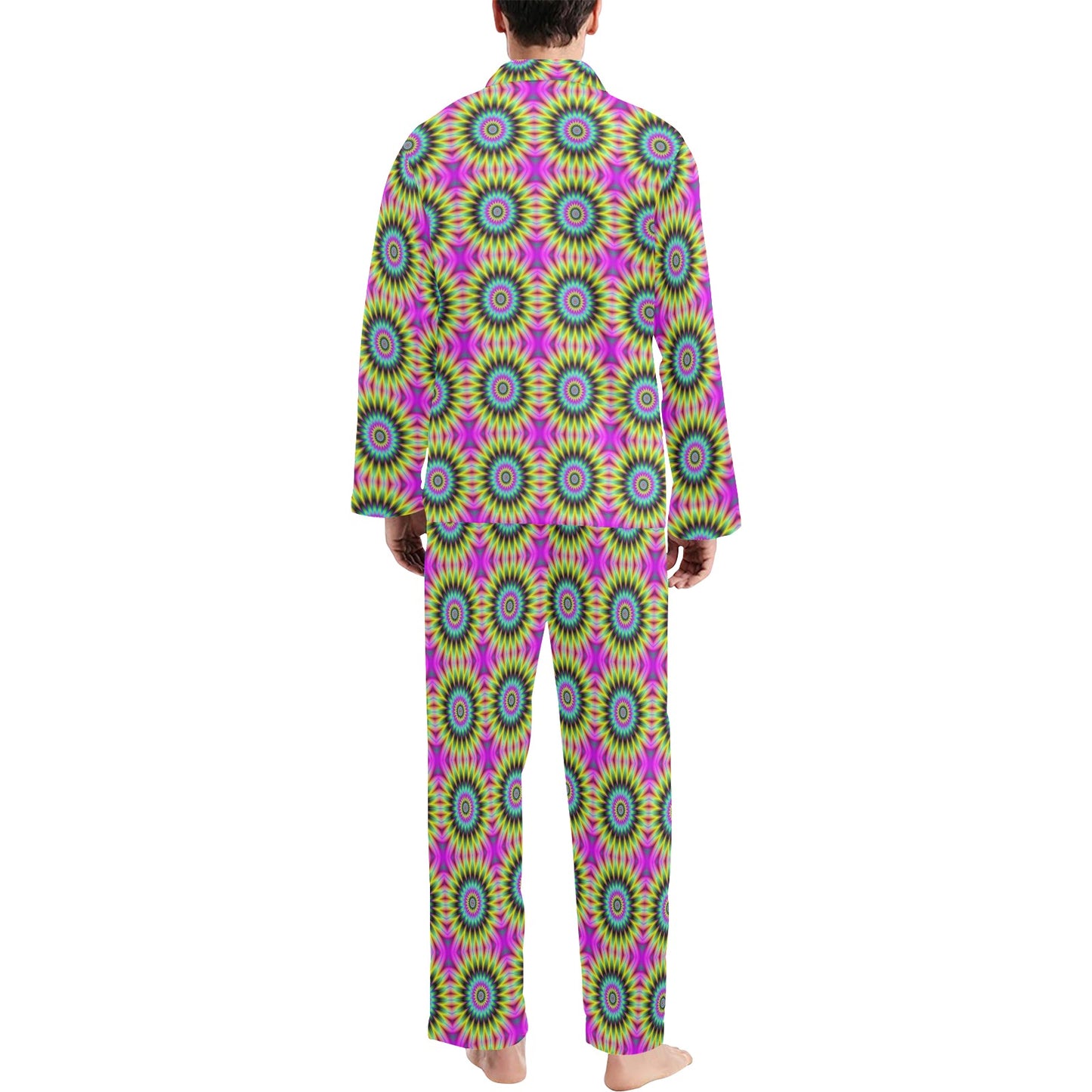 Optical illusion Flower Rainbow Style Men's Long Pajama Set