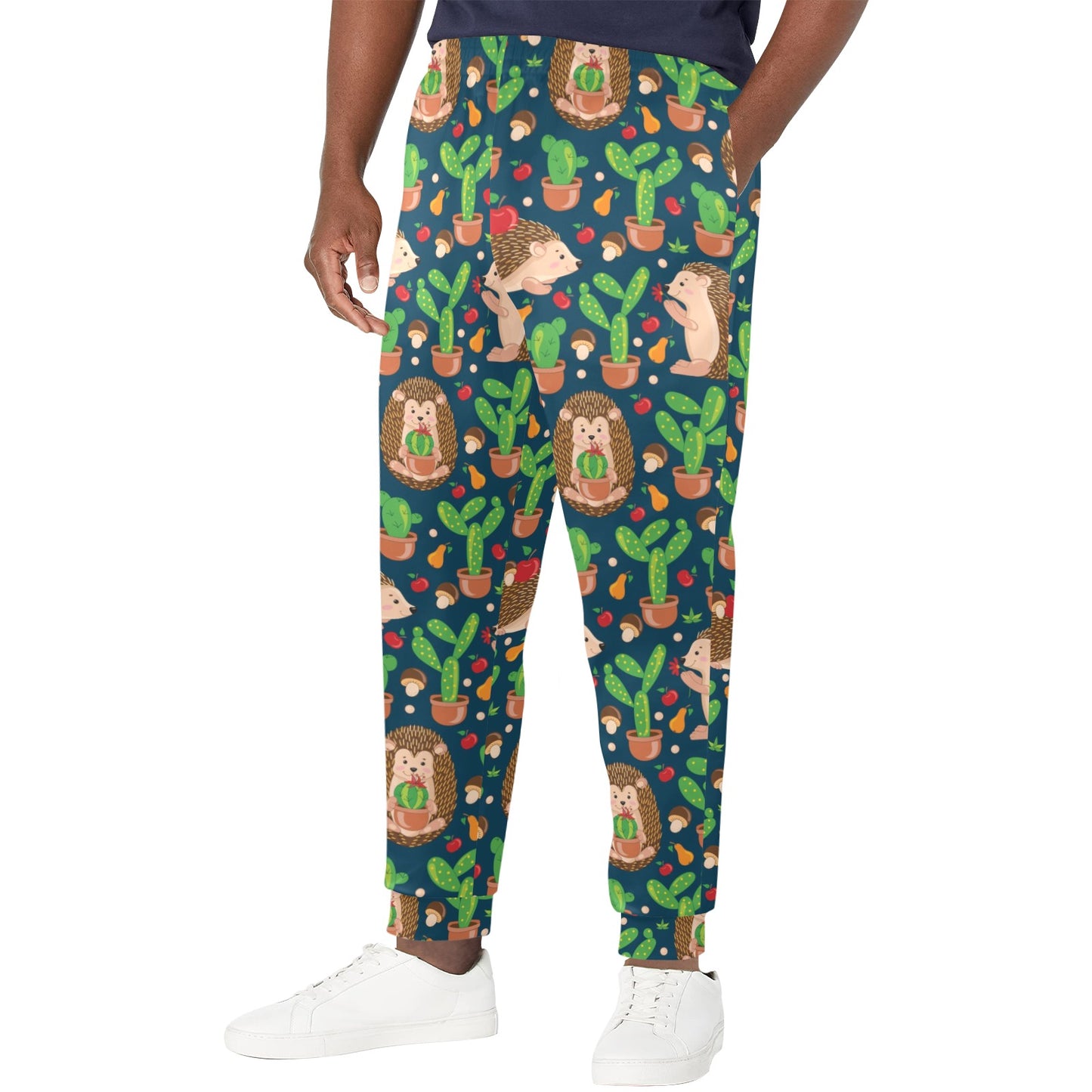 Hedgehog Cactus Pattern Print Design 04 Men's Casual Track Pants