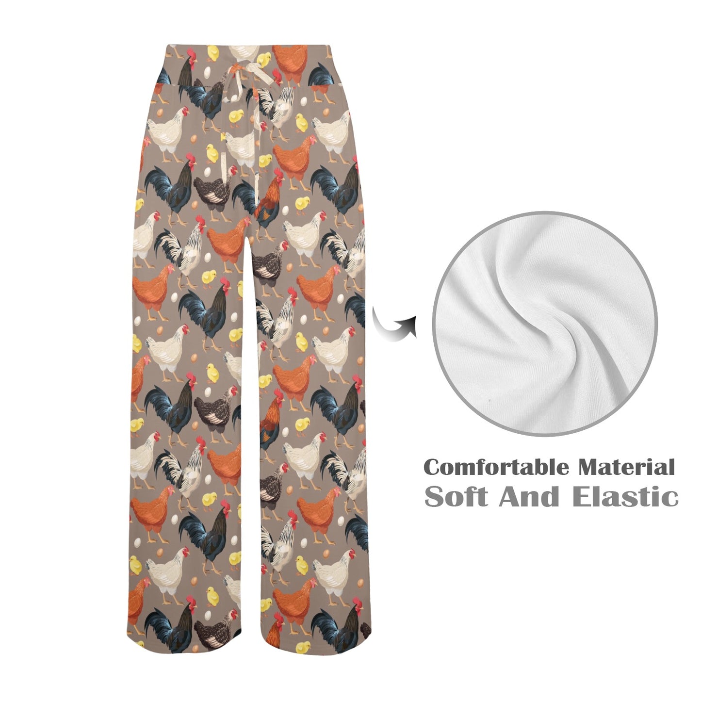 Chicken Evolution Pattern Women's Wide Leg Lounge Pants