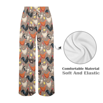 Chicken Evolution Pattern Women's Wide Leg Lounge Pants
