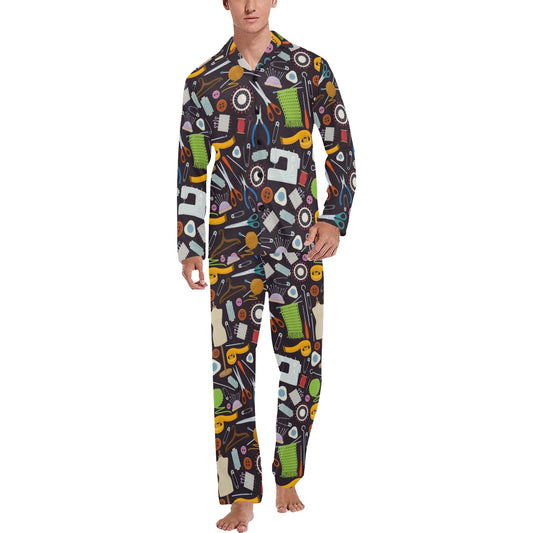 Sewing Equipment Print Design LKS308 Men's Long Pajama Set