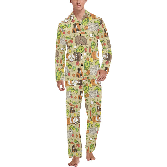 Guinea Pig Pattern Print Design 02 Men's Long Pajama Set