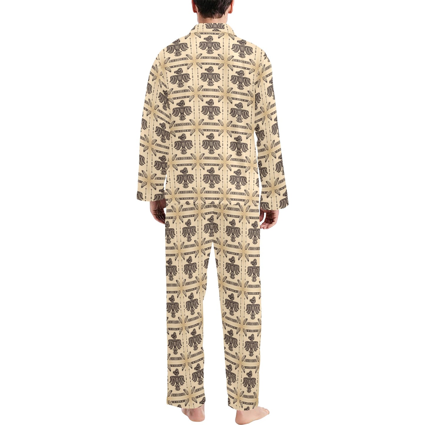 Native American Themed Design Print Men's Long Pajama Set