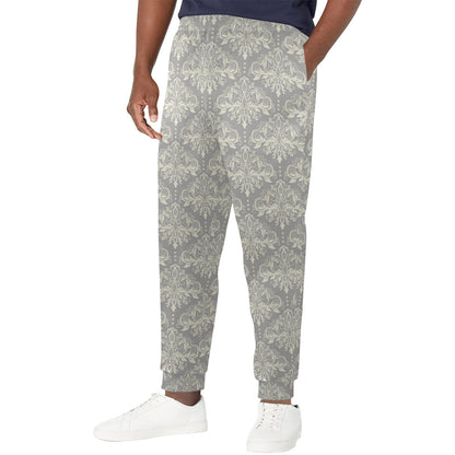 Damask Grey Elegant Print Pattern Men's Casual Track Pants