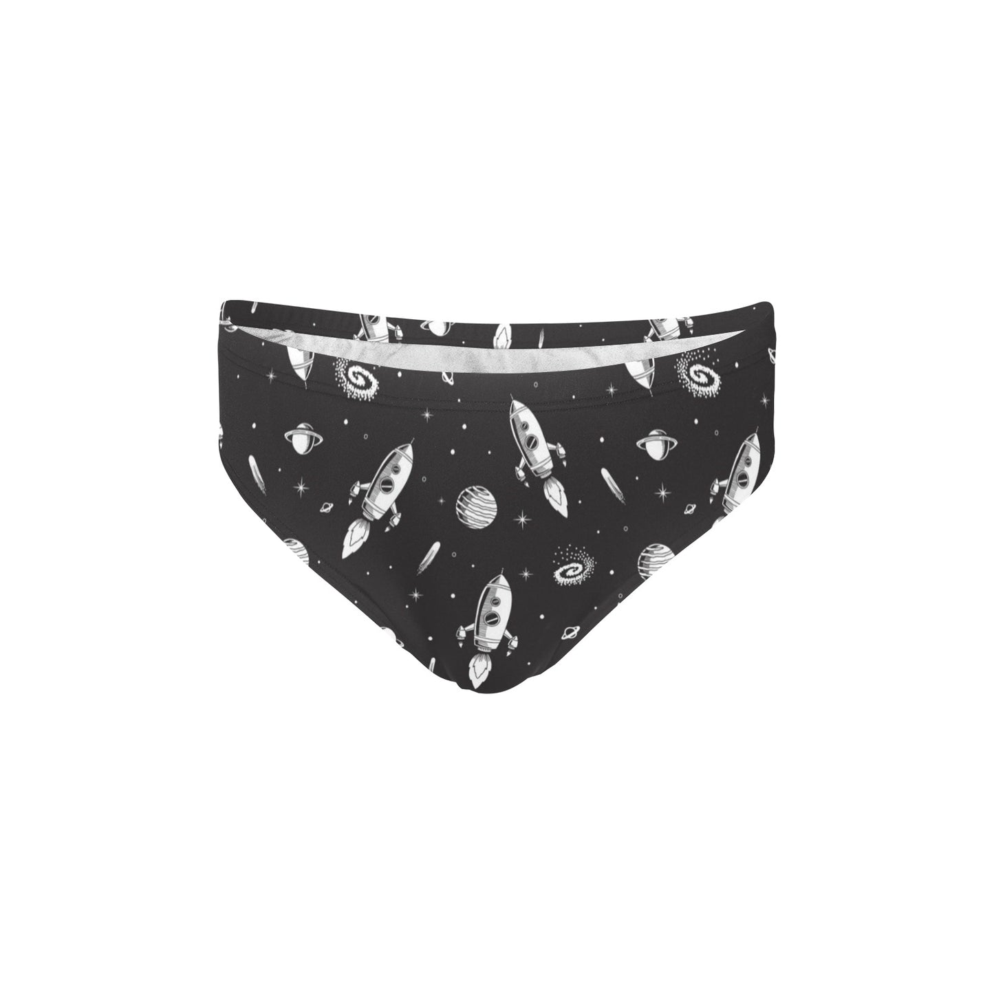 Space Rocket Print Design LKS303 Men's Swimming Briefs