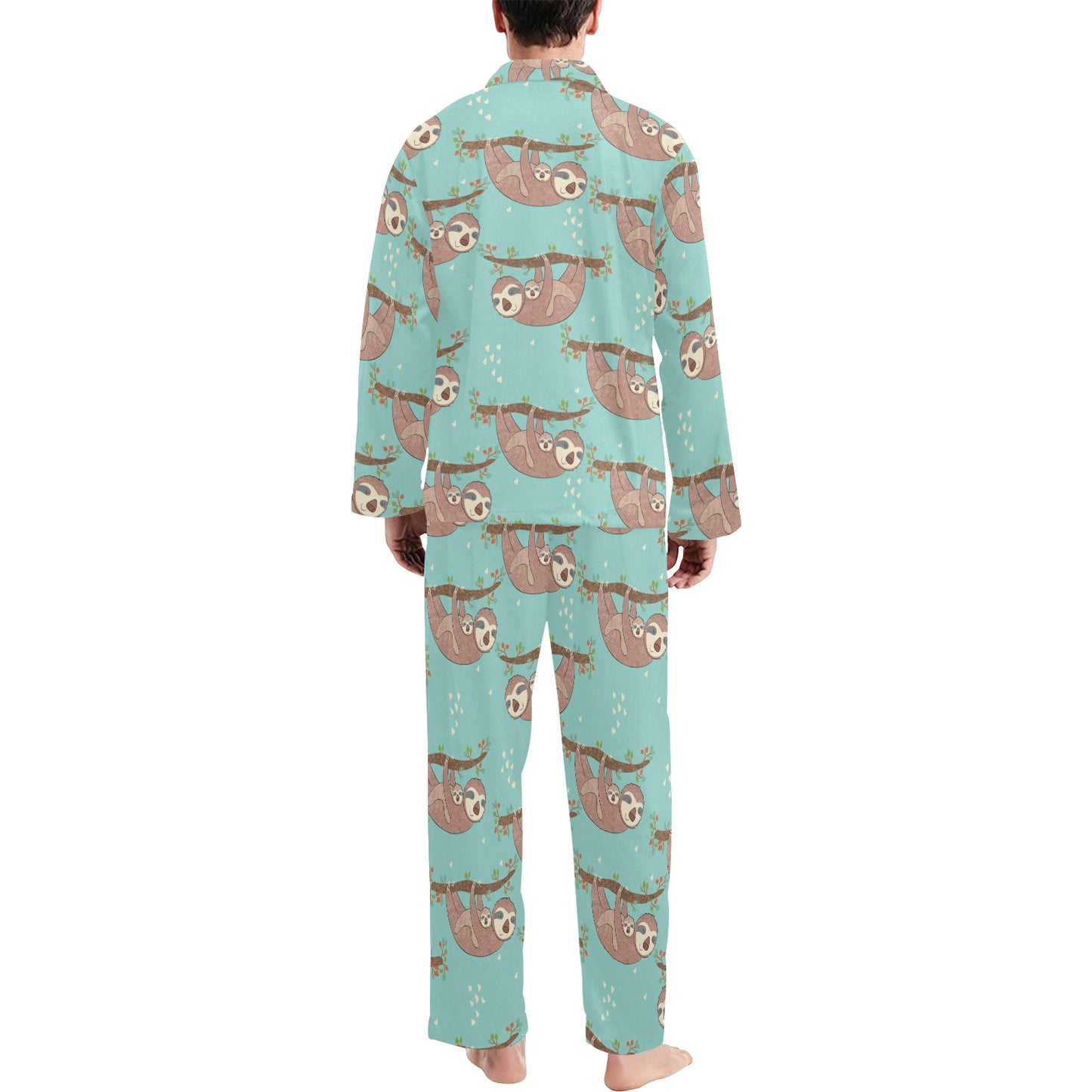 Sloth Print Design LKS302 Men's Long Pajama Set