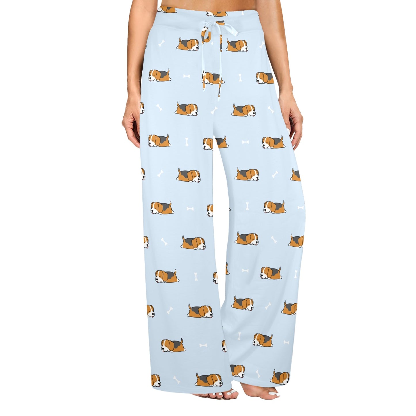 Beagle Pattern Print Design 06 Women's Wide Leg Lounge Pants