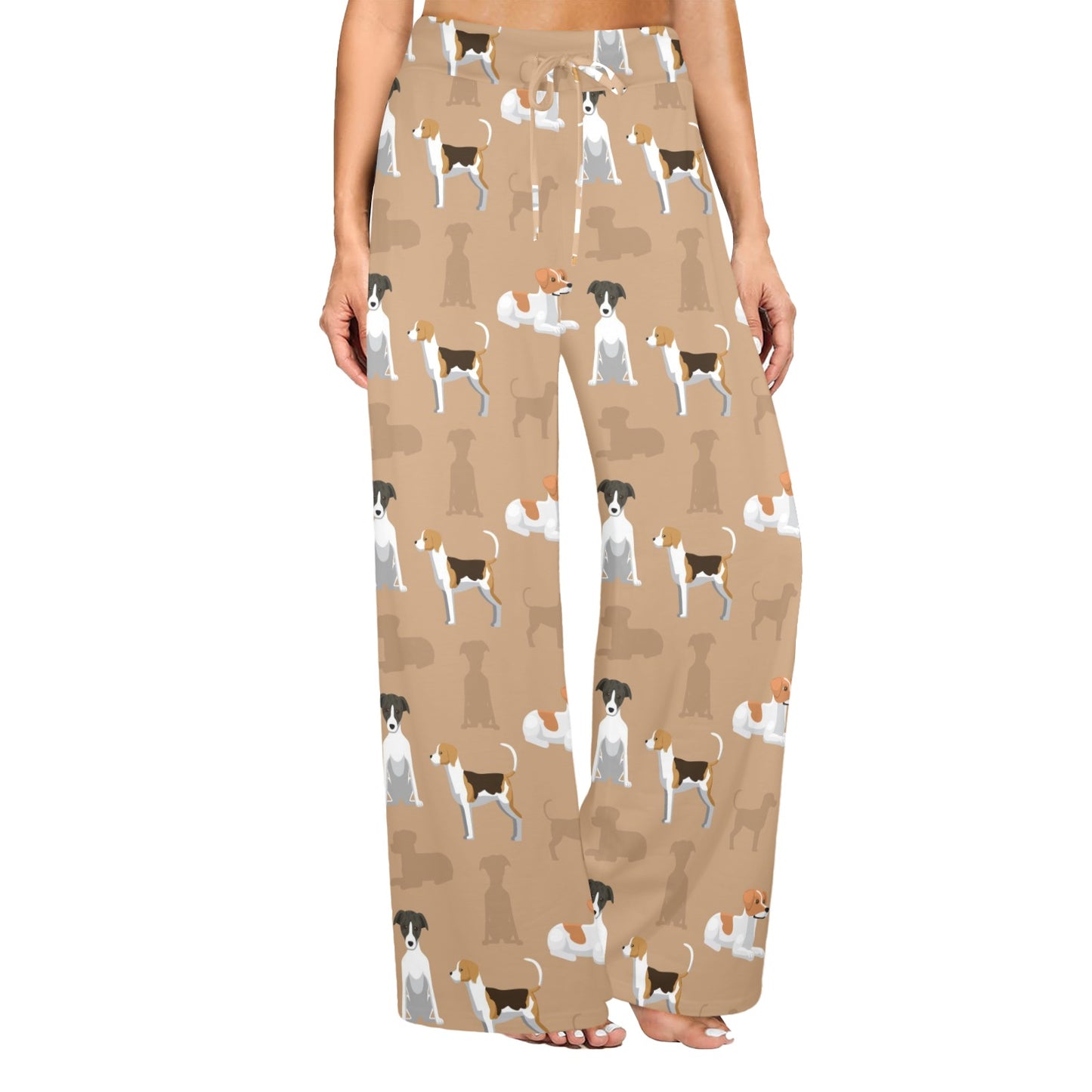 English Foxhounds Design Print Pattern JJ0127 Women's Wide Leg Lounge Pants