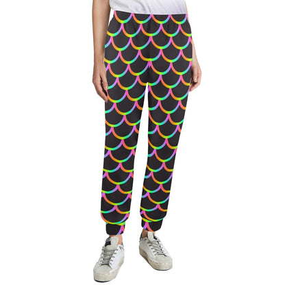 Mermaid Tail Rainbow Design Print Women's Casual Track Pants