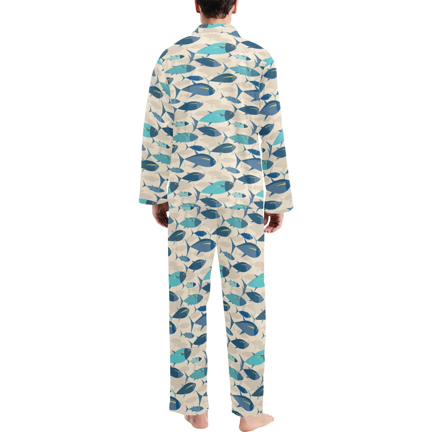 Tuna Fish Print Design LKS302 Men's Long Pajama Set