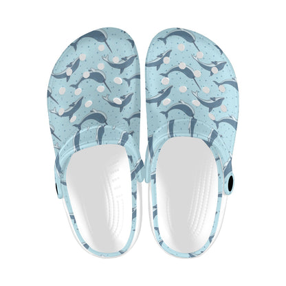 Narwhal Dolphin Print Unisex Clogs Shoes