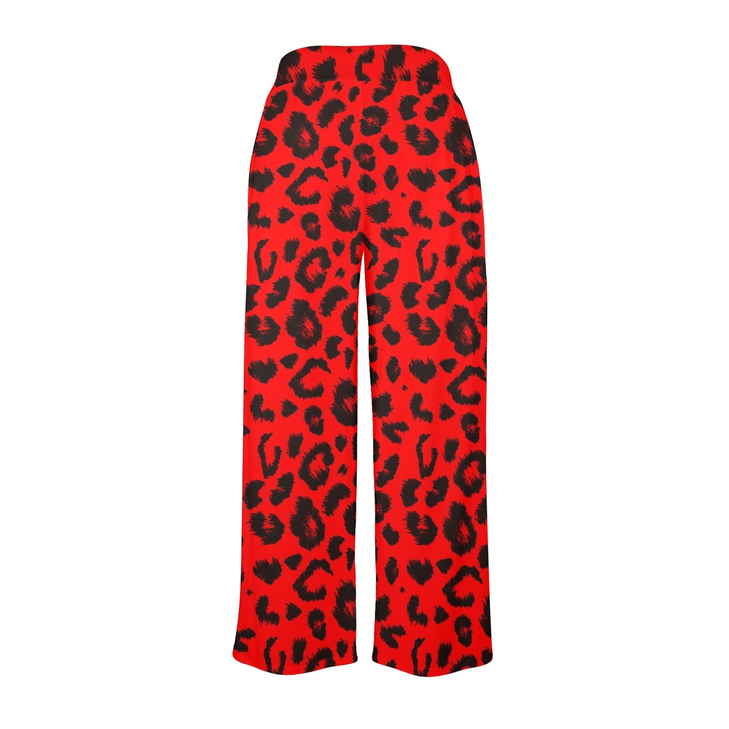 Leopard Red Skin Print Women's Wide Leg Lounge Pants