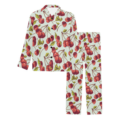 Cherry Hand Draw Men's Long Pajama Set