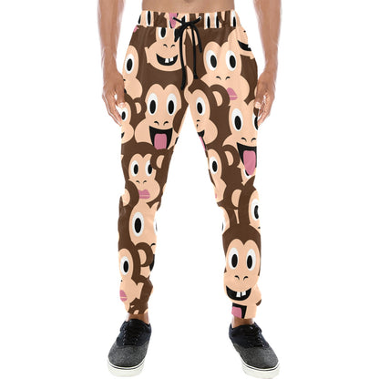 Emoji Monkey Print Pattern Men's Sweatpants