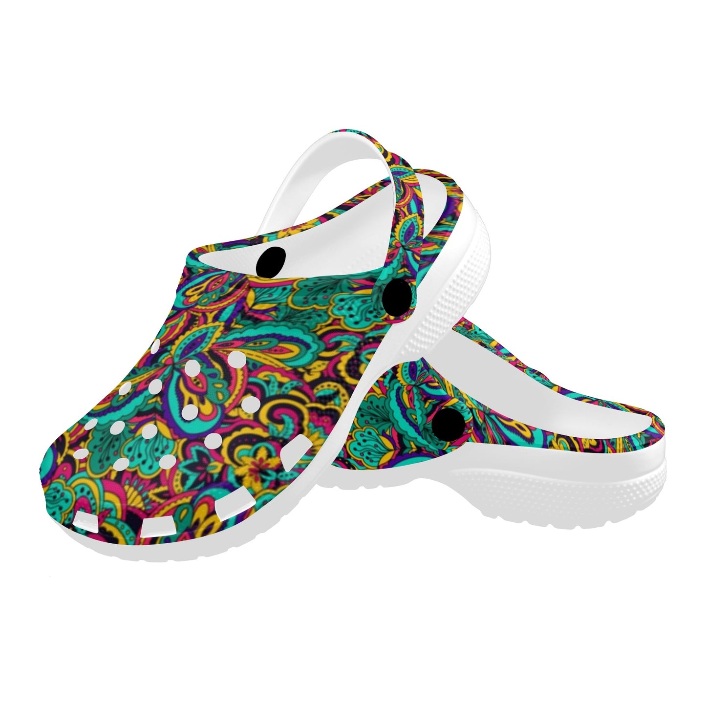 Psychedelic Trippy Floral Design Unisex Clogs Shoes