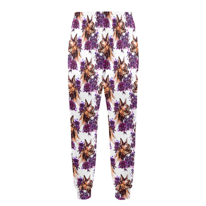 Chihuahua Purple Floral Men's Casual Track Pants