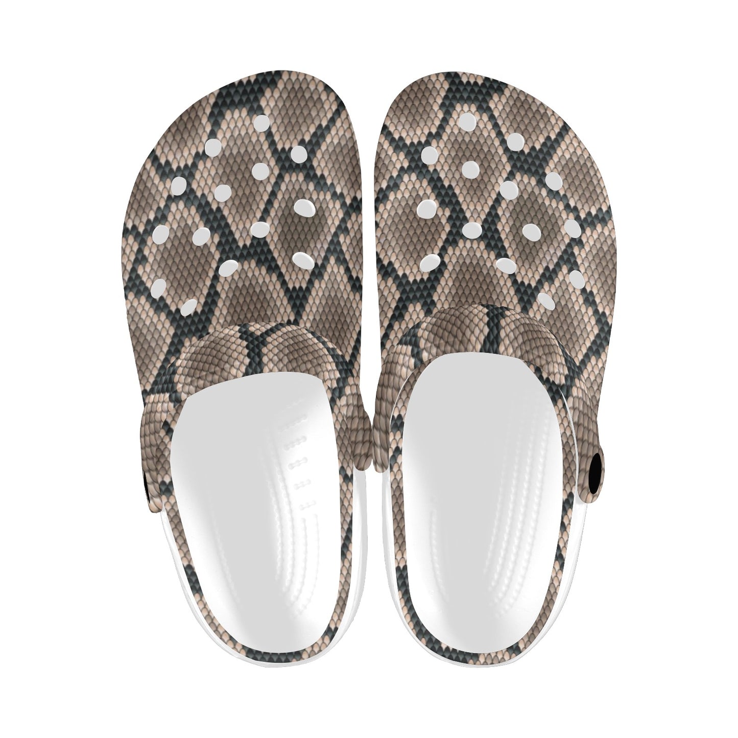 Snake Skin Design Print Unisex Clogs Shoes