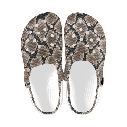 Snake Skin Design Print Unisex Clogs Shoes
