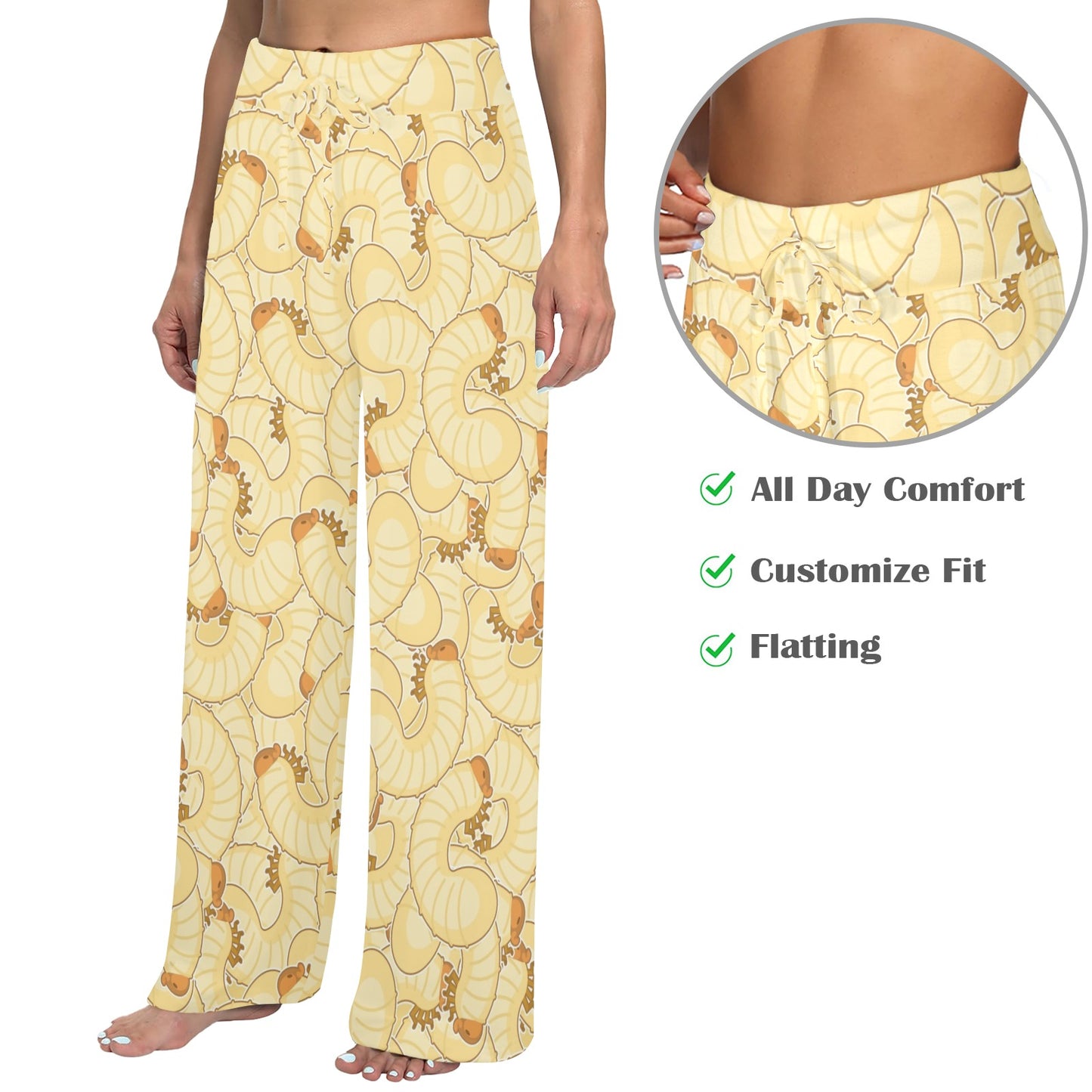 beetle larvae Design Print Pattern JJ016 Women's Wide Leg Lounge Pants