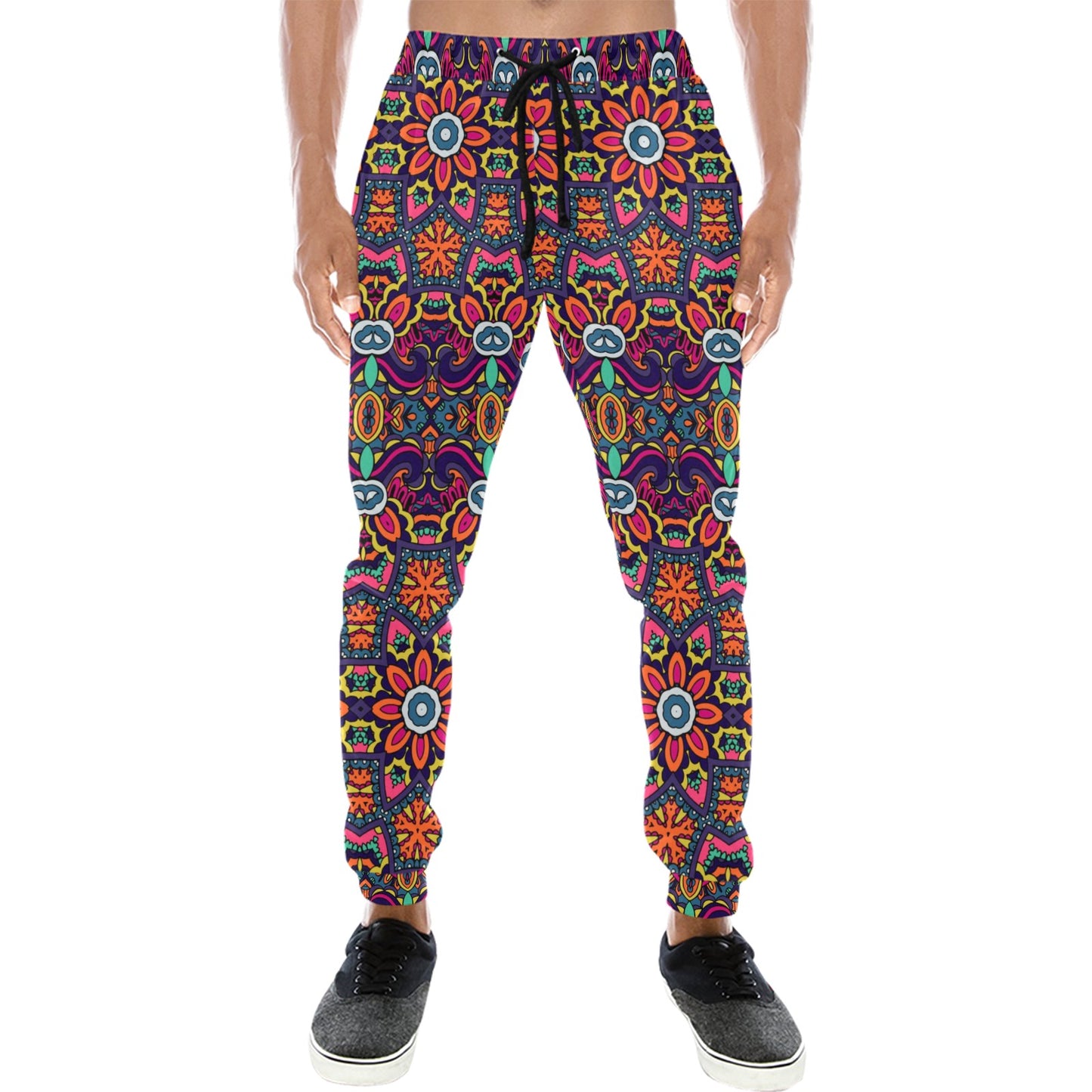 Ethnic Flower Style Print Pattern Men's Sweatpants