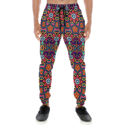 Ethnic Flower Style Print Pattern Men's Sweatpants