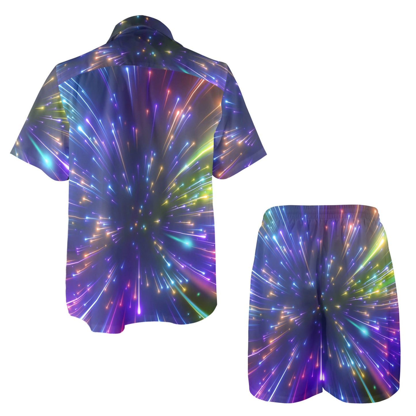 Celestial Rainbow Speed Light Men's Beach Shirt and Shorts Set