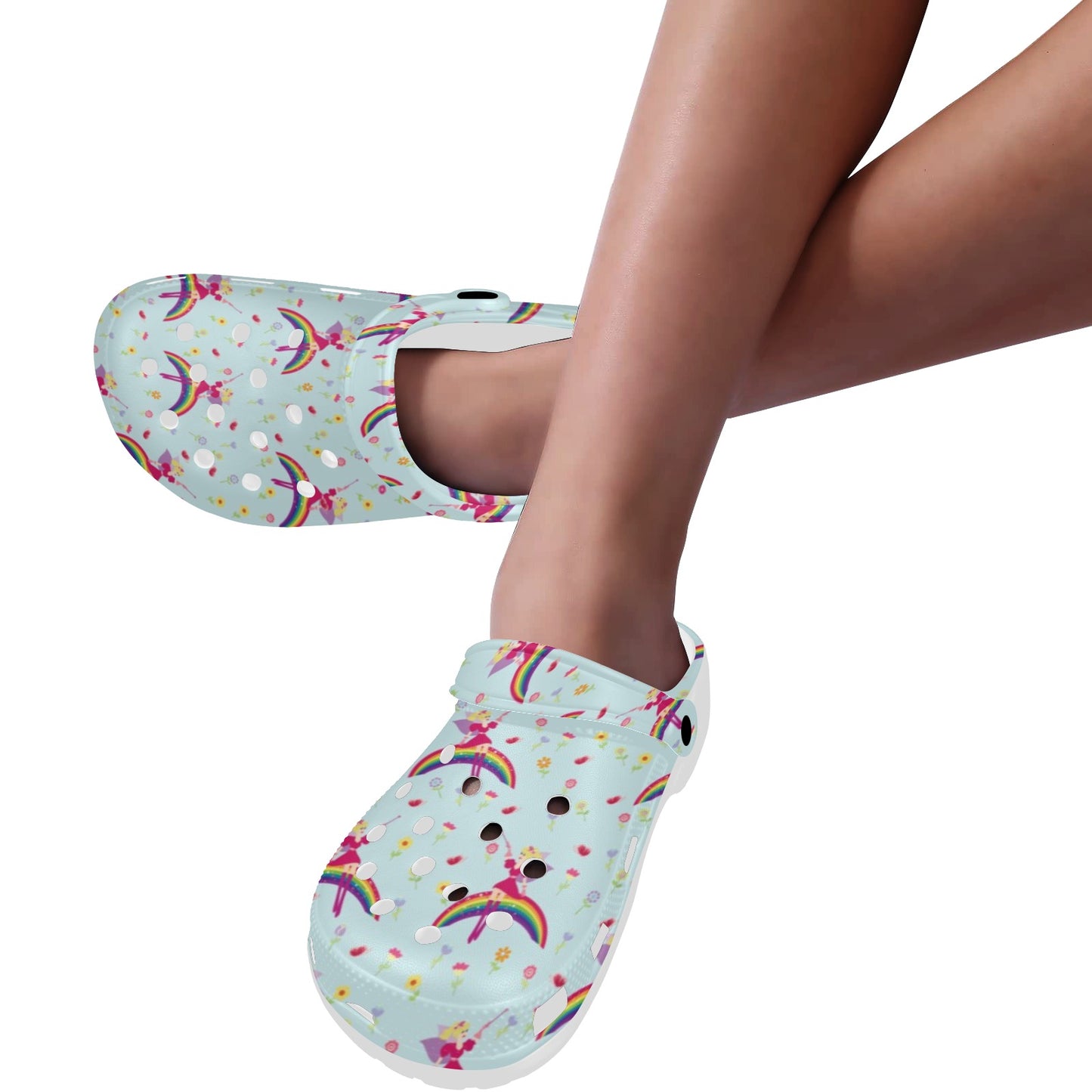 Fairy with Rainbow Print Pattern Unisex Clogs Shoes