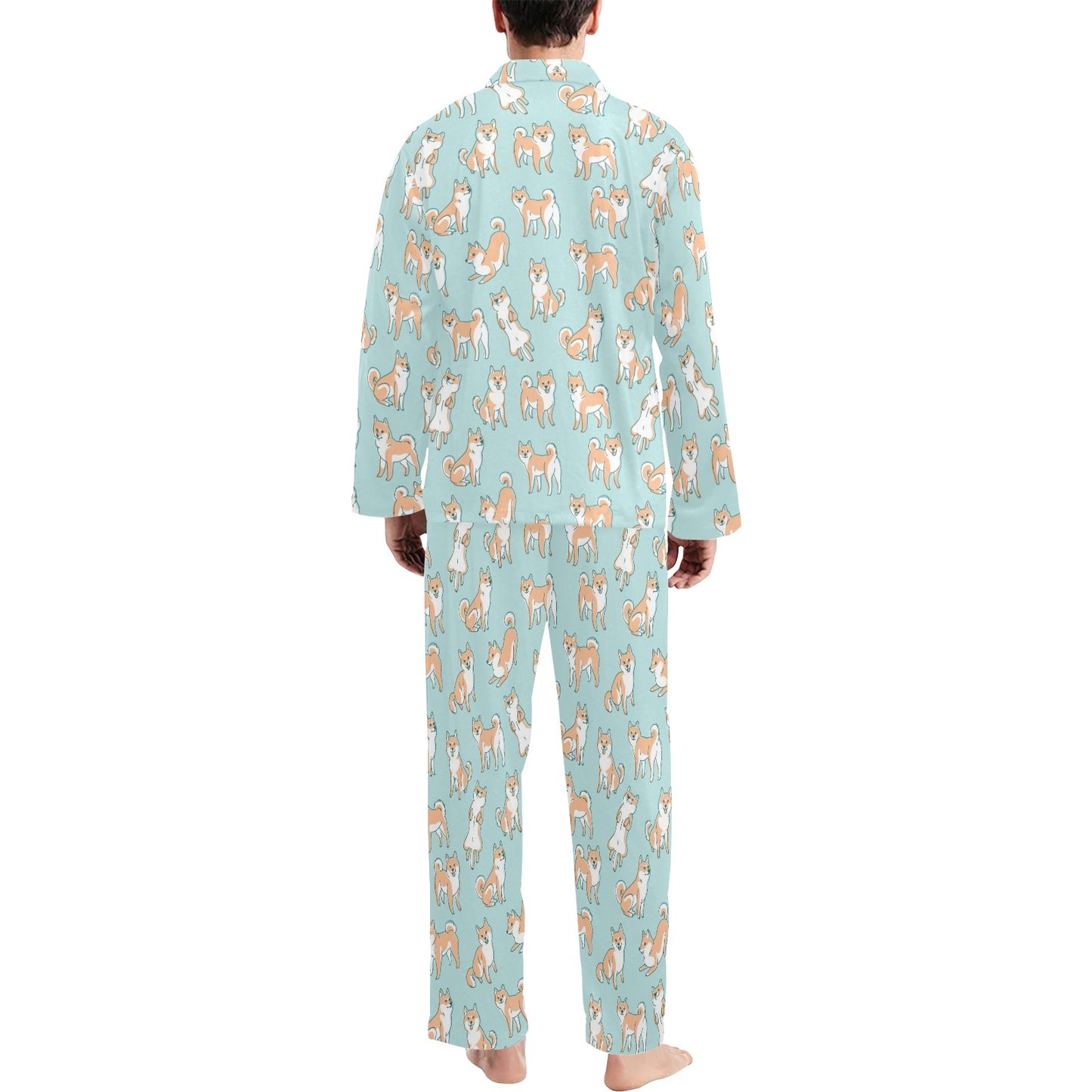 Shiba Inu Print Design LKS304 Men's Long Pajama Set