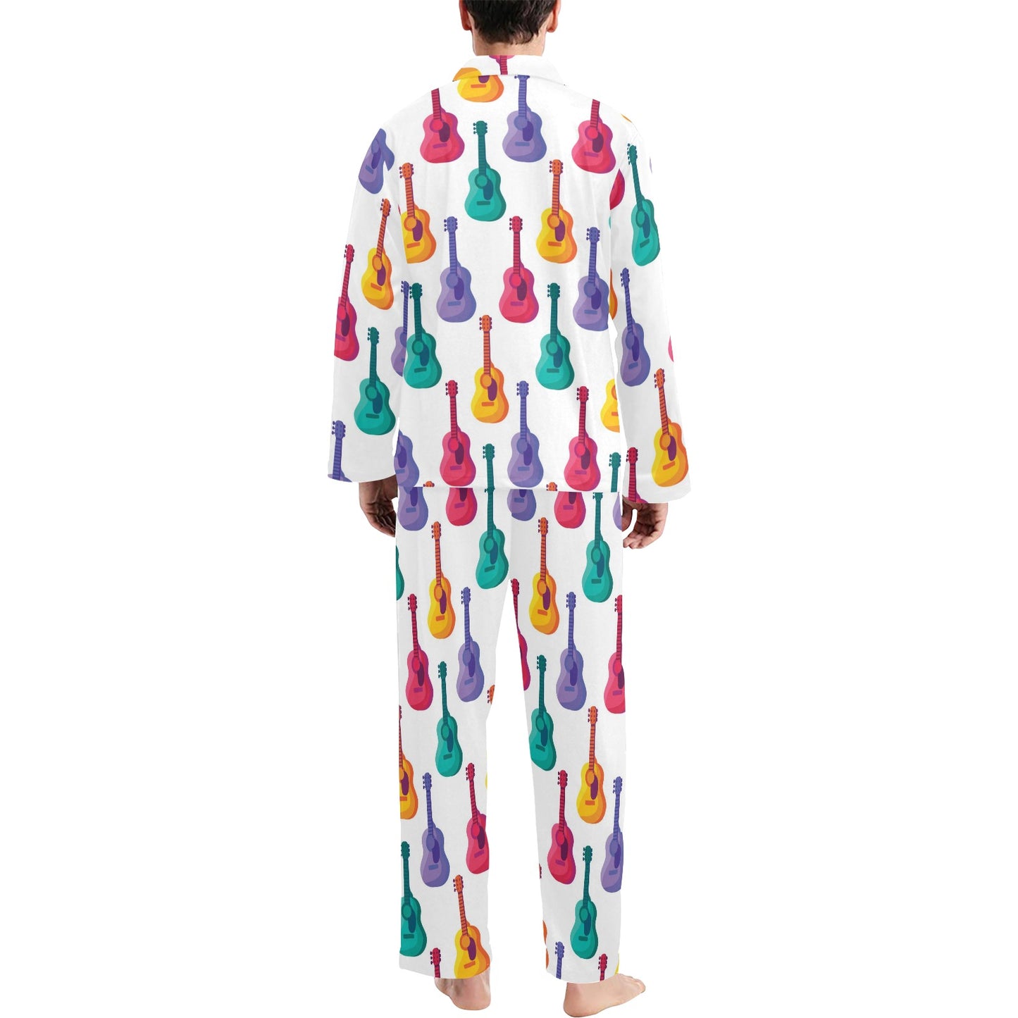 Acoustic Guitar Print Design LKS406 Men's Long Pajama Set