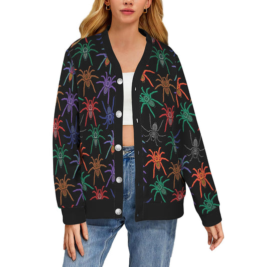 Tarantula Neon Color Pattern Print Design 03 Women's Cardigan