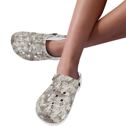 Nautical Map Design Themed Print Unisex Clogs Shoes