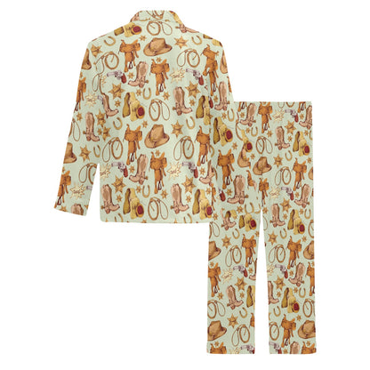 Western Cowboy Design Pattern Men's Long Pajama Set