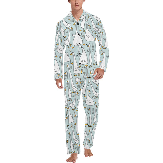 Goose Pattern Print Design 03 Men's Long Pajama Set