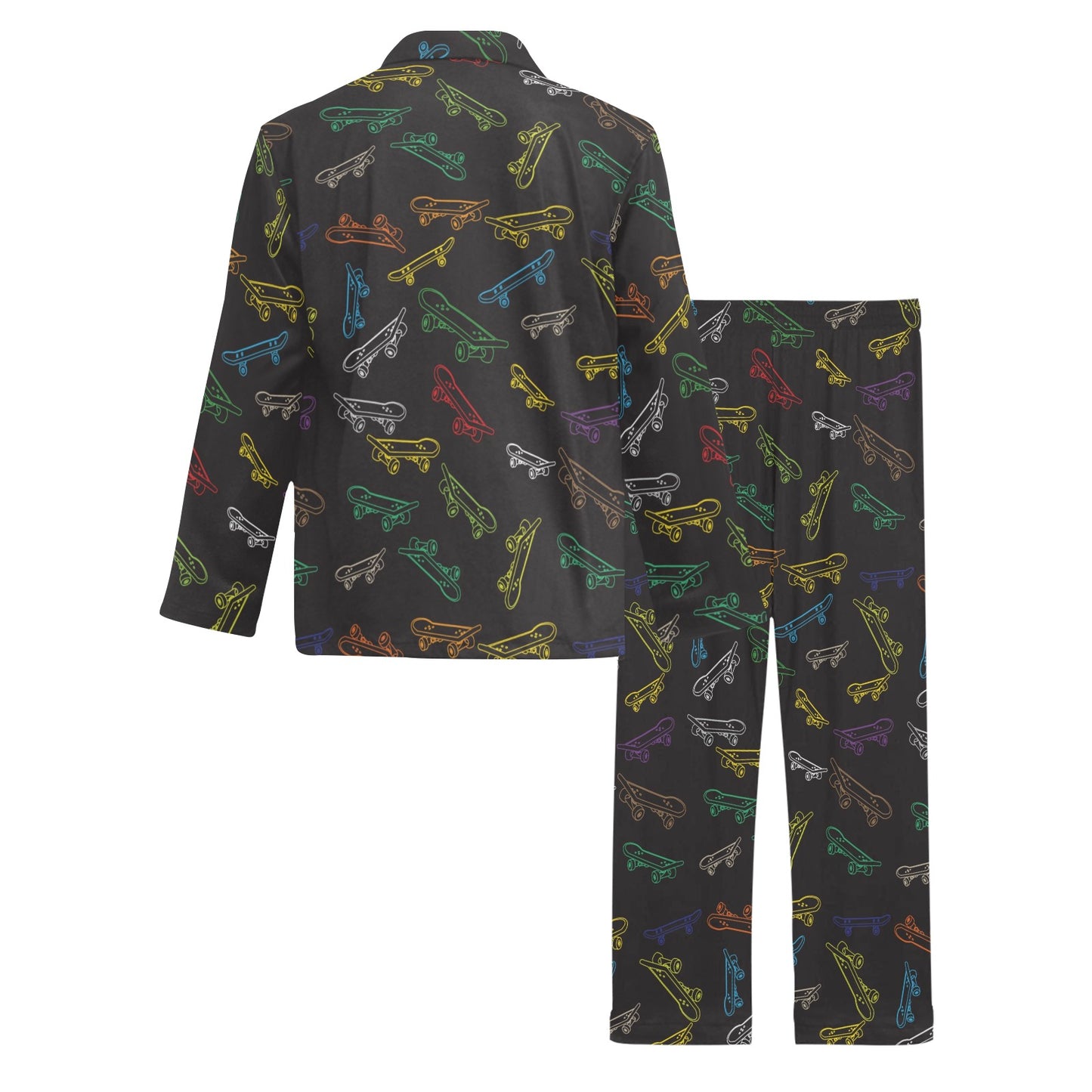 Skateboard Print Design LKS301 Men's Long Pajama Set