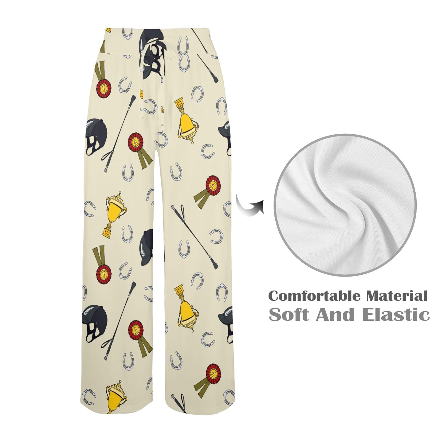 Equestrian Horseshoe Equipment Women's Wide Leg Lounge Pants