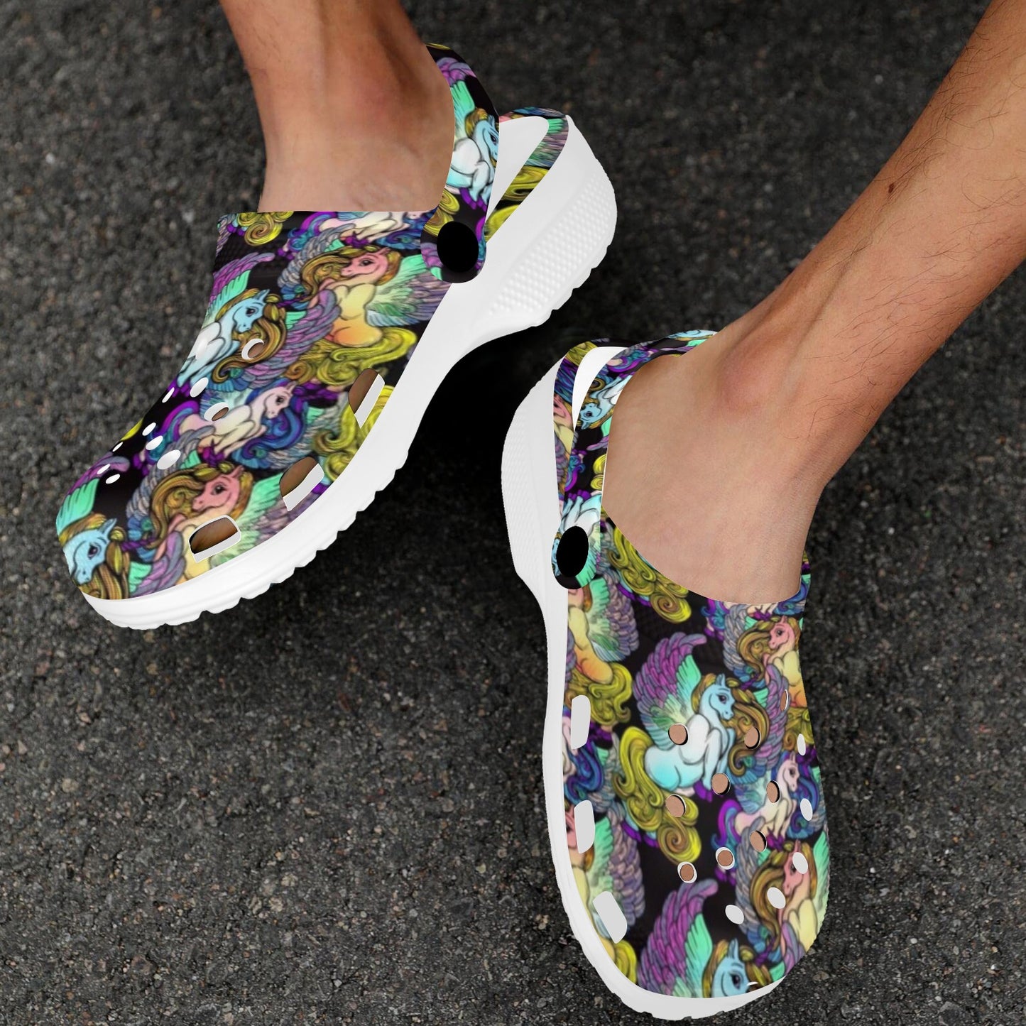Unicorn With Wings Print Pattern Unisex Clogs Shoes