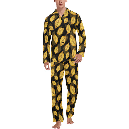 Elm Leave Summer Print Pattern Men's Long Pajama Set
