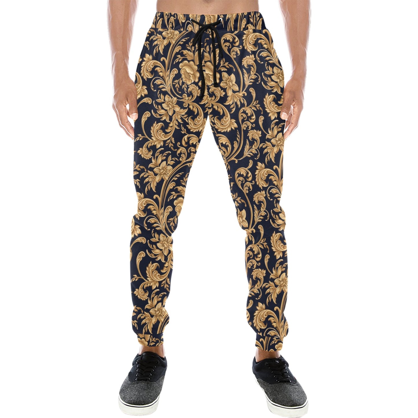 Baroque Golden Pattern Print Design 03 Men's Sweatpants