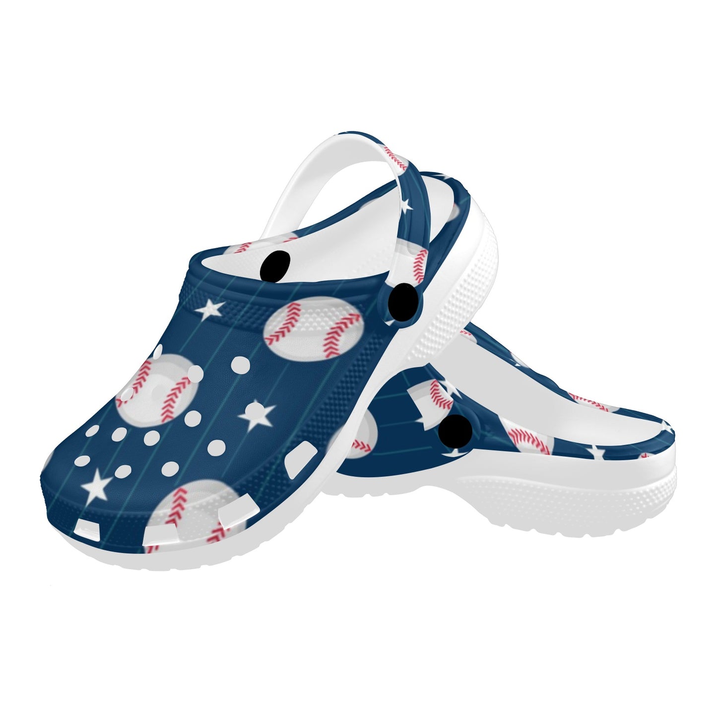 Baseball Star Print Pattern Unisex Clogs Shoes