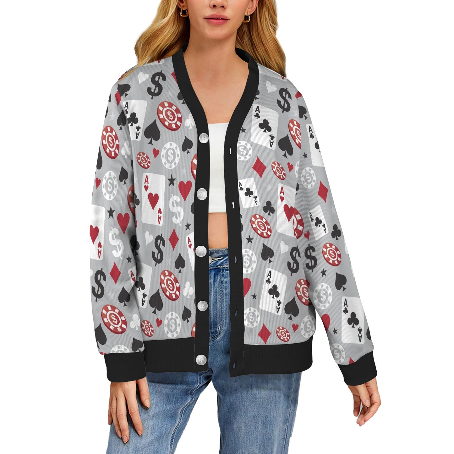 Casino Pattern Print Design 01 Women's Cardigan