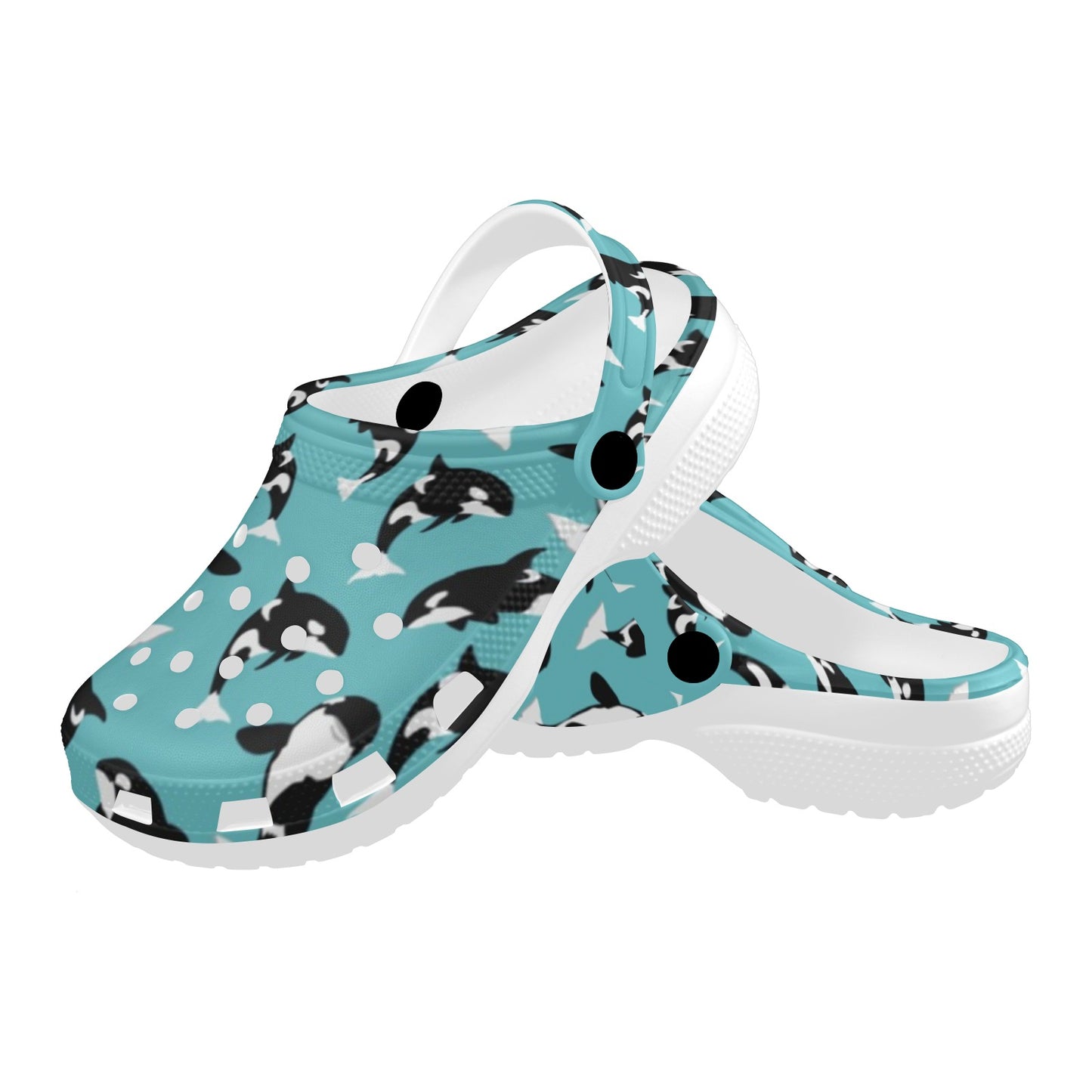 Whale Action Design Themed Print Unisex Clogs Shoes