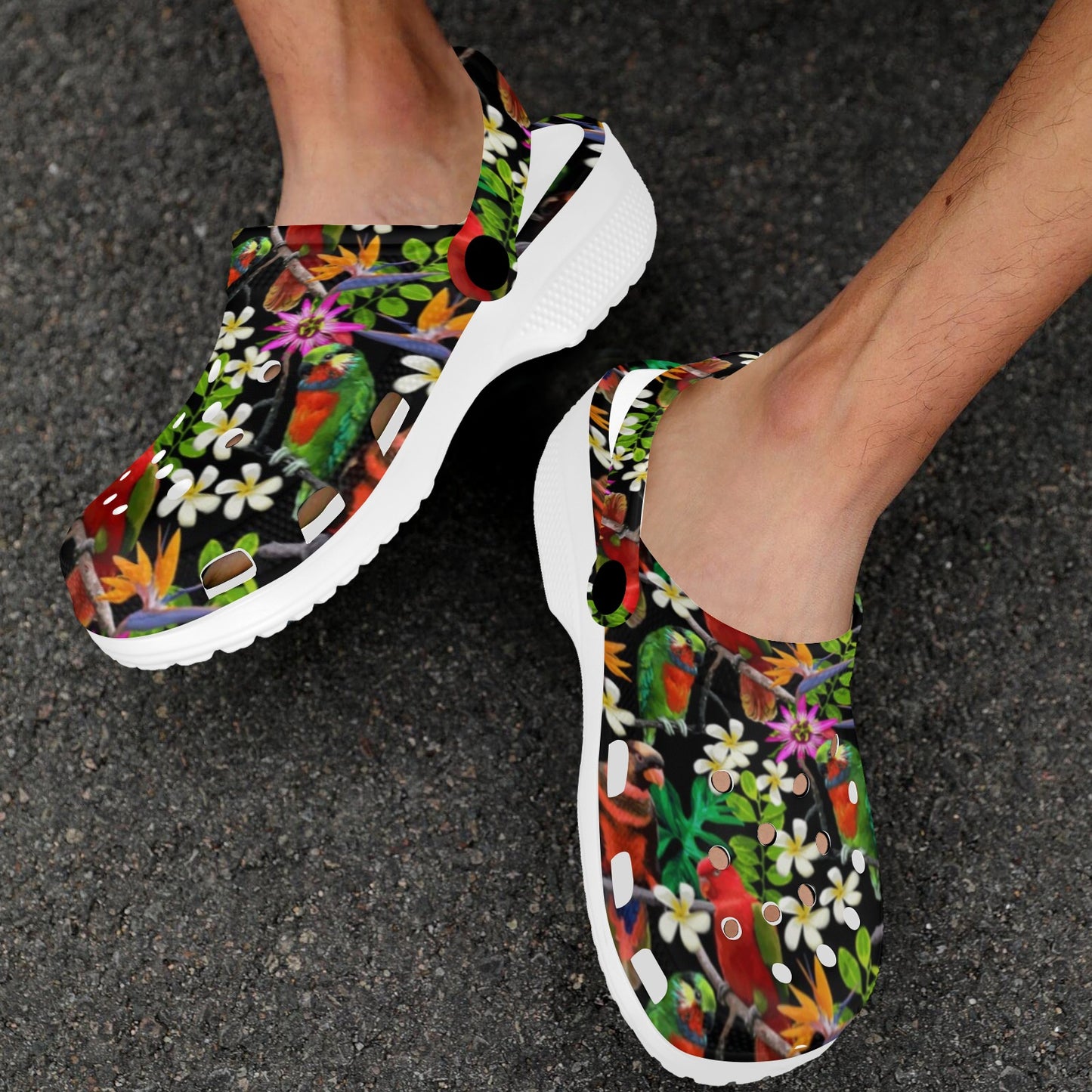Parrot Design Print Unisex Clogs Shoes