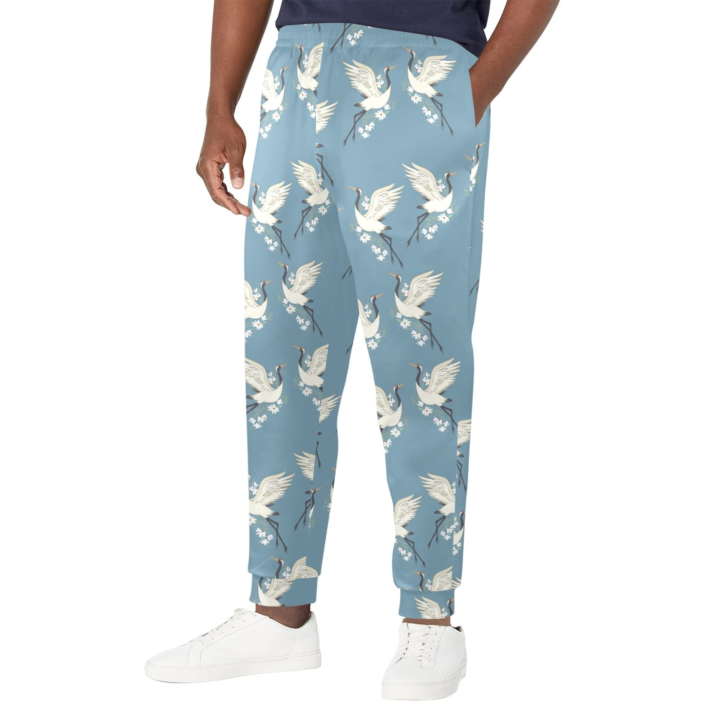 Crane Pattern Print Design 05 Men's Casual Track Pants
